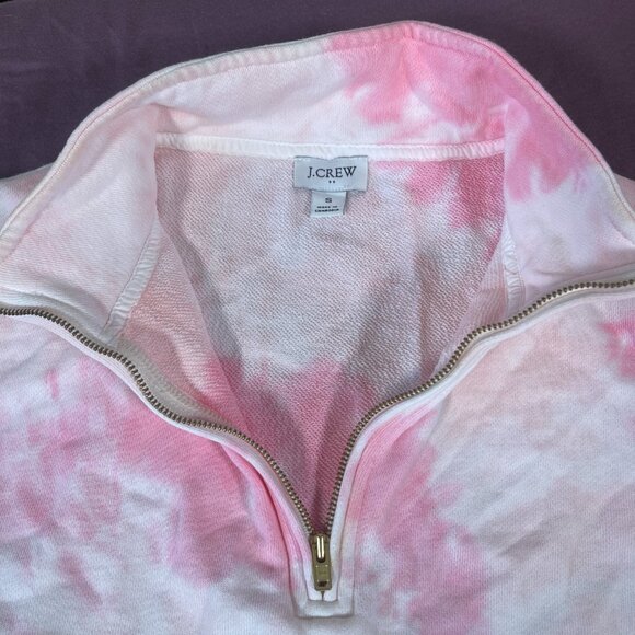 J. Crew tie dye 1/4 zip sweatshirt in pink and white - Size Small - Picture 2 of 5